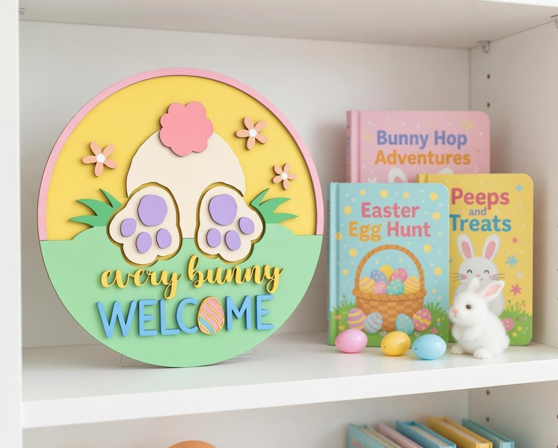 Welcome Every Bunny Grass Door Hanger DiY