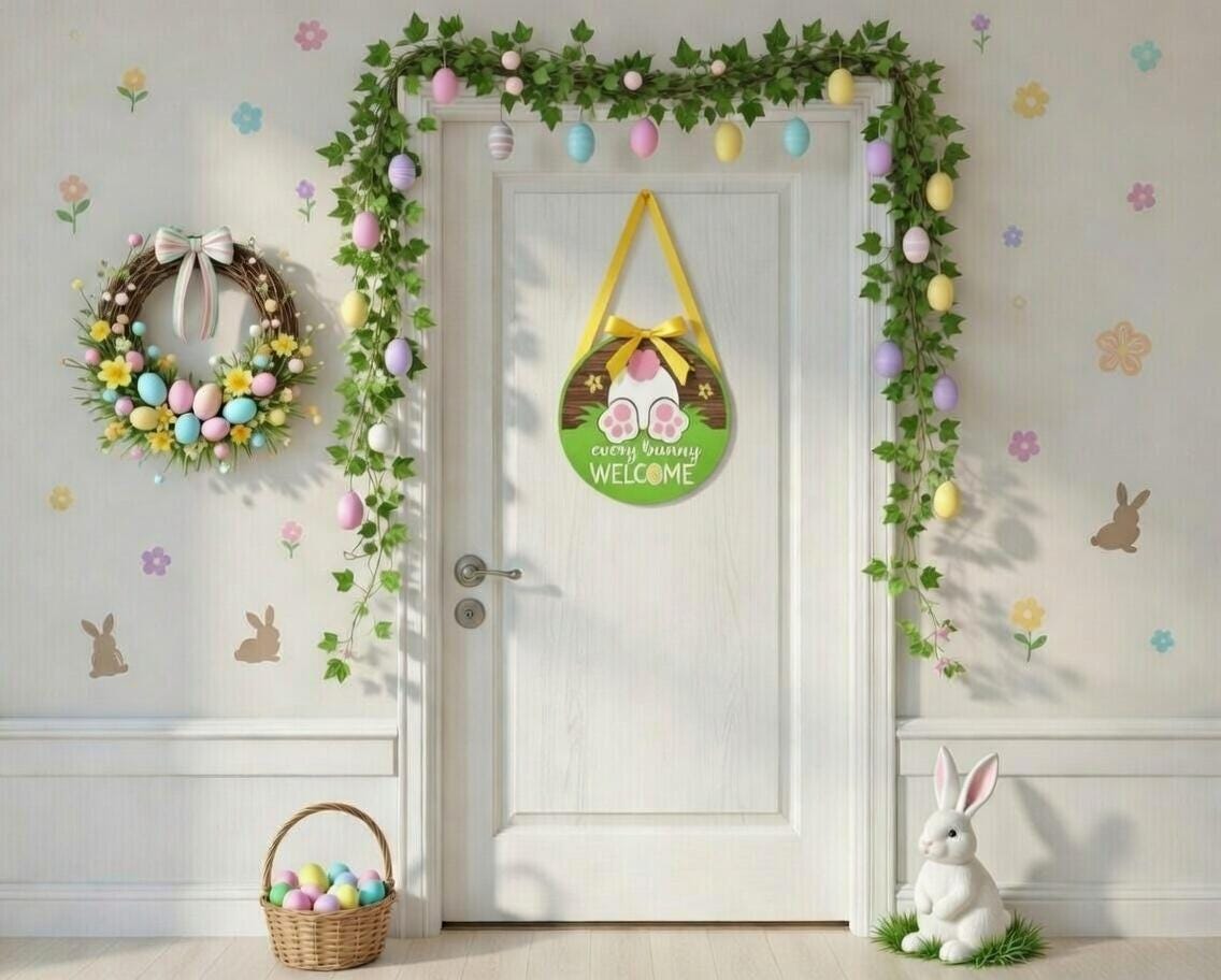 Welcome Every Bunny Grass Door Hanger DiY