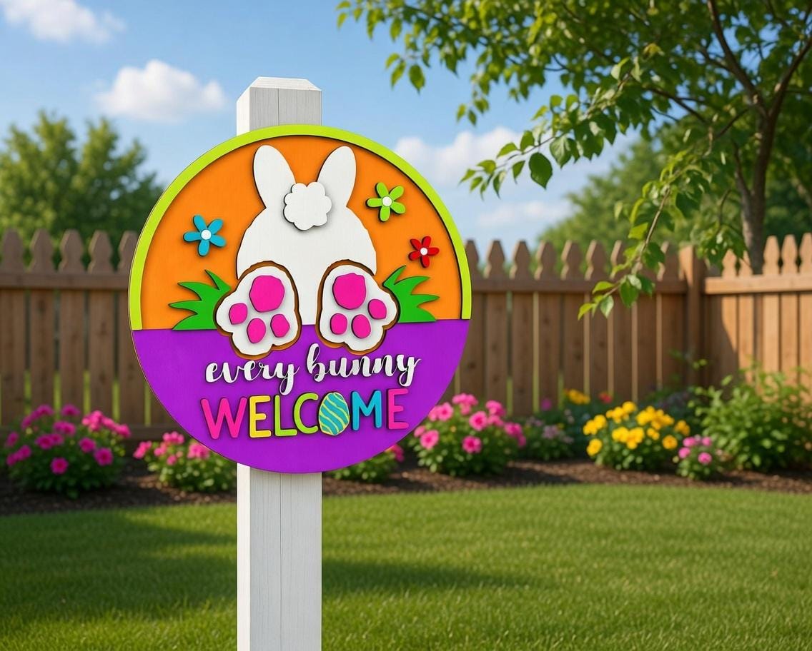 Welcome Every Bunny Grass Door Hanger DiY