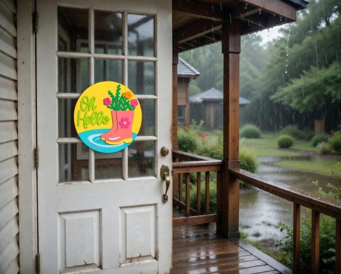Oh Hello Rainboots Spring Wood Door Hanger DiY