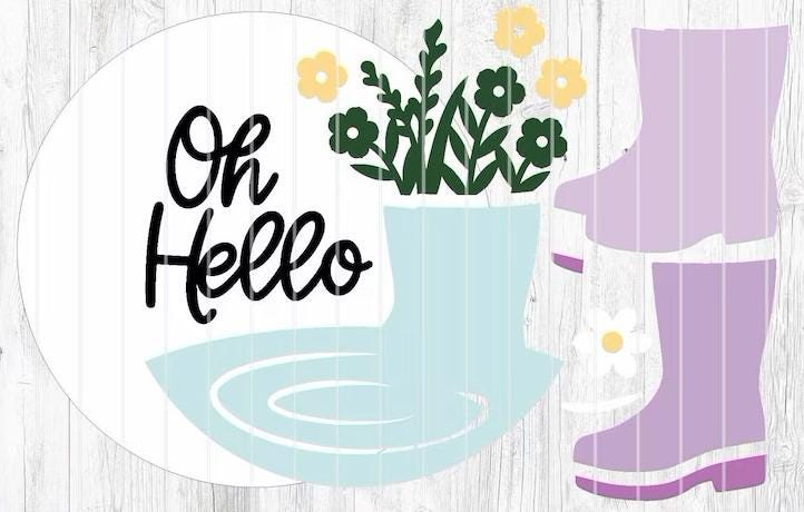 Oh Hello Rainboots Spring Wood Door Hanger DiY
