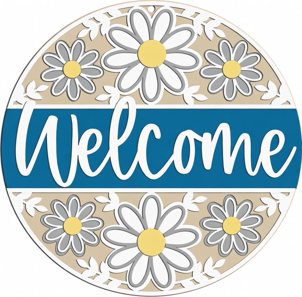Welcome Flower Spring Door Hanger DiY