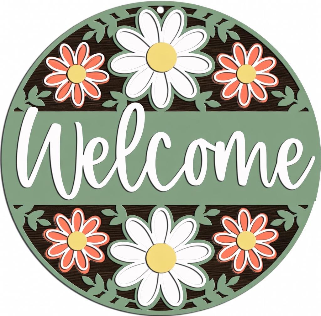 Welcome Flower Spring Door Hanger DiY