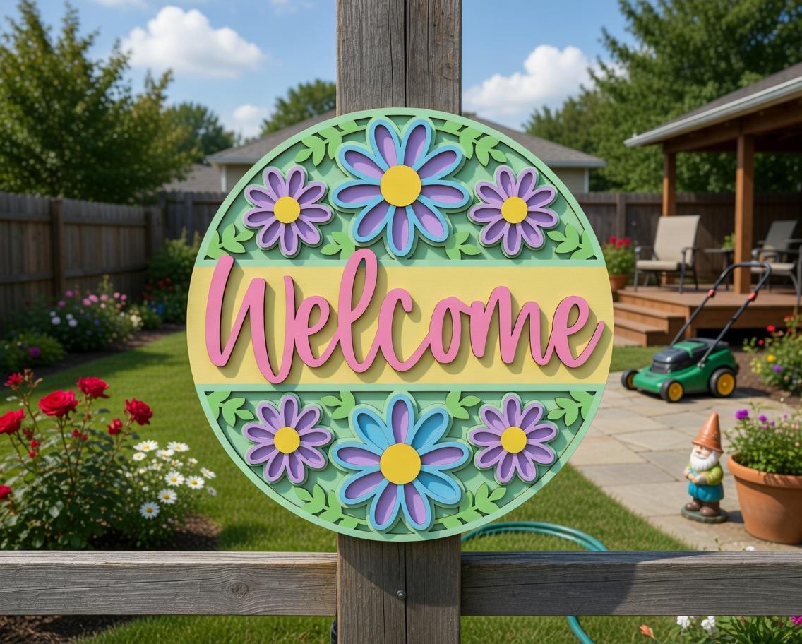 Welcome Flower Spring Door Hanger DiY
