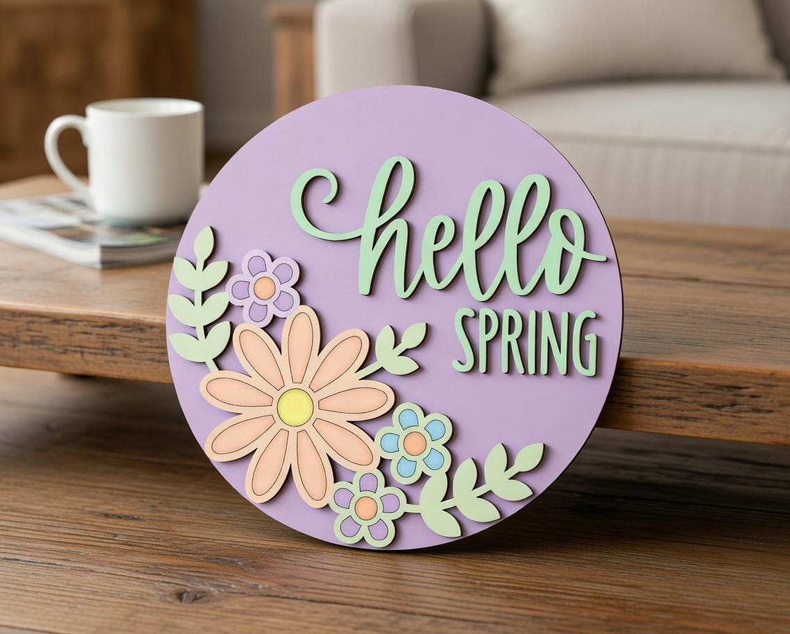 Hello Spring Floral Door Hanger DiY