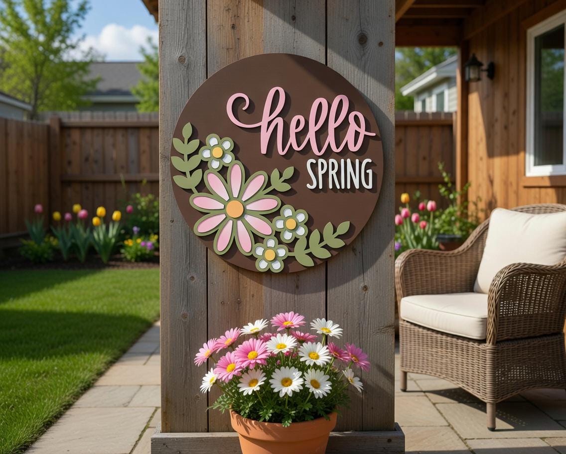 Hello Spring Floral Door Hanger DiY