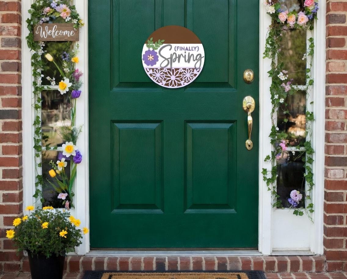 Spring (Finally) Floral Wood Door Sign DIY