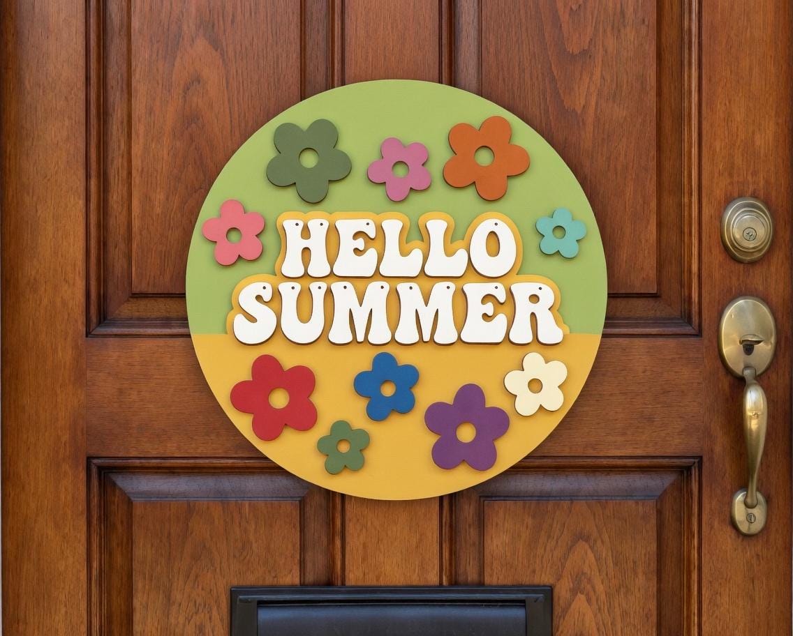 Hello Summer Retro Flower Door Hanger DiY