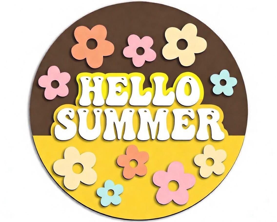 Hello Summer Retro Flower Door Hanger DiY
