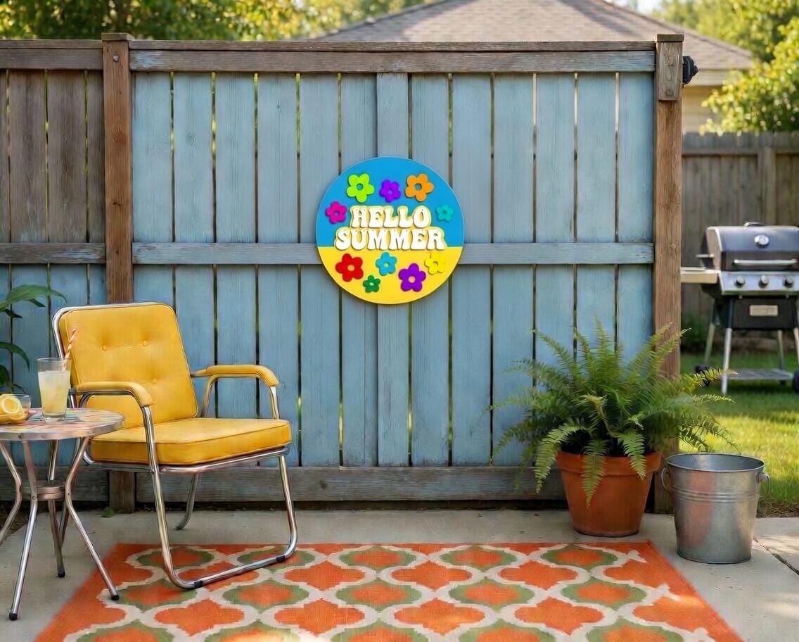 Hello Summer Retro Flower Door Hanger DiY