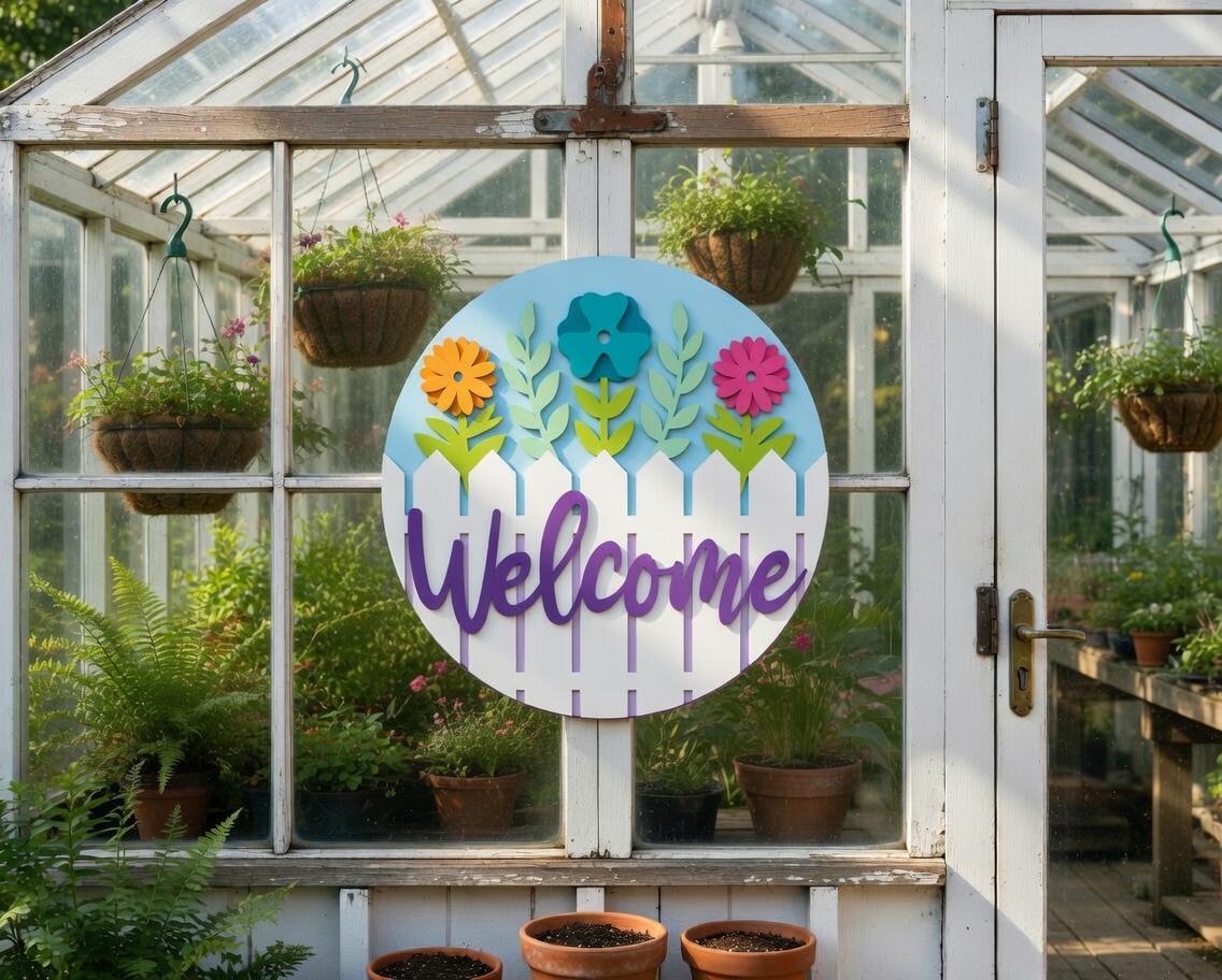 Welcome Fence and Flowers Door Hanger DiY