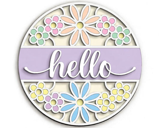 Hello Flower Round Door Hanger DiY