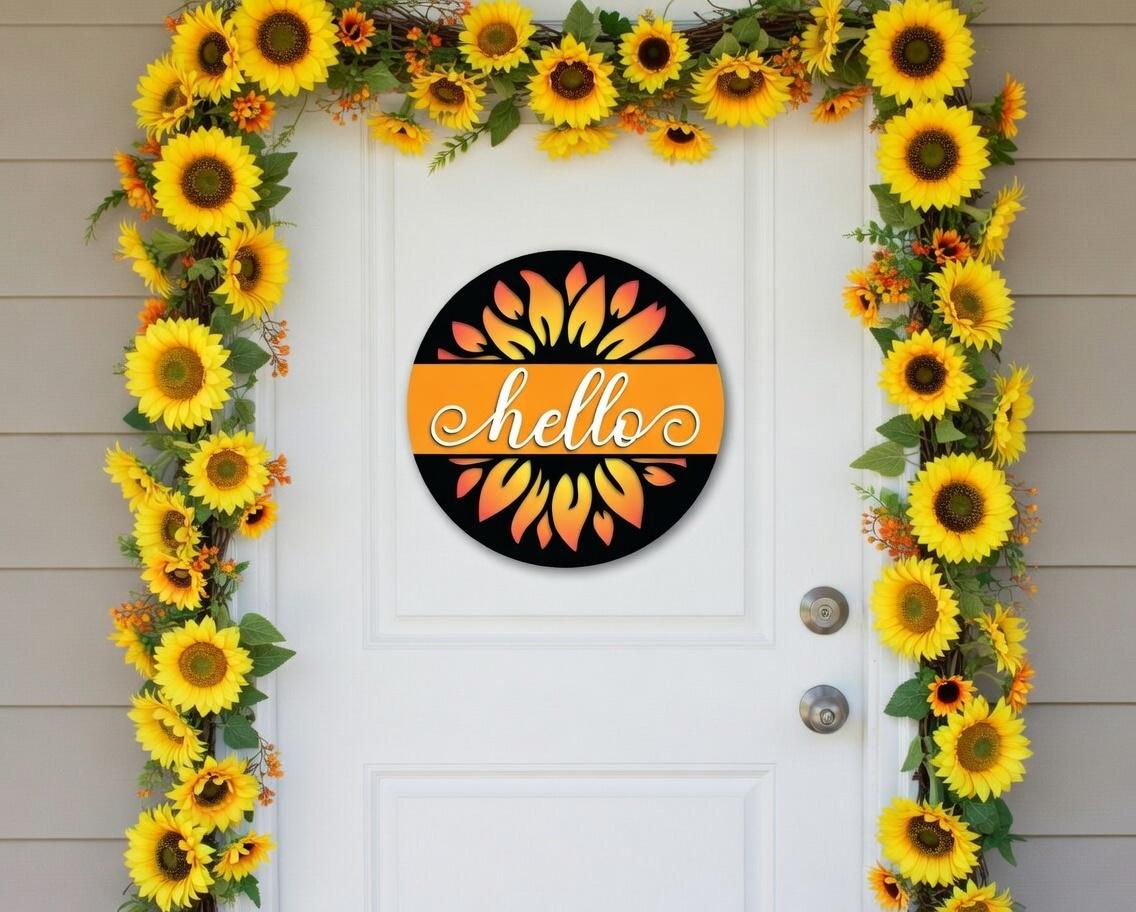 Hello Sunflower Door Hanger DiY