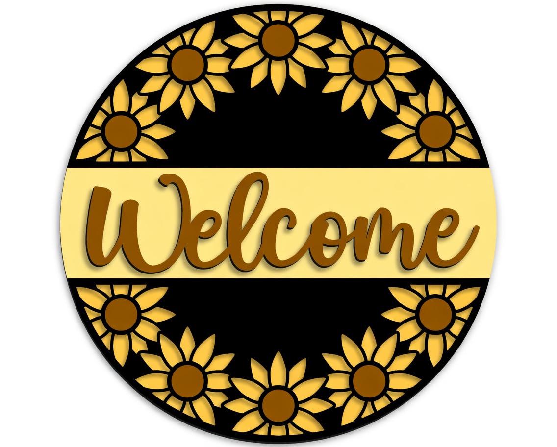 Welcome Round Sunflower Wreath Door Hanger DiY
