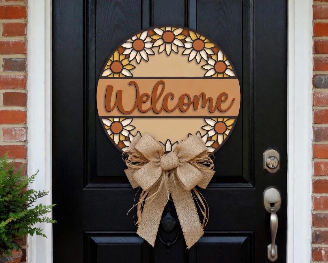 Welcome Round Sunflower Wreath Door Hanger DiY