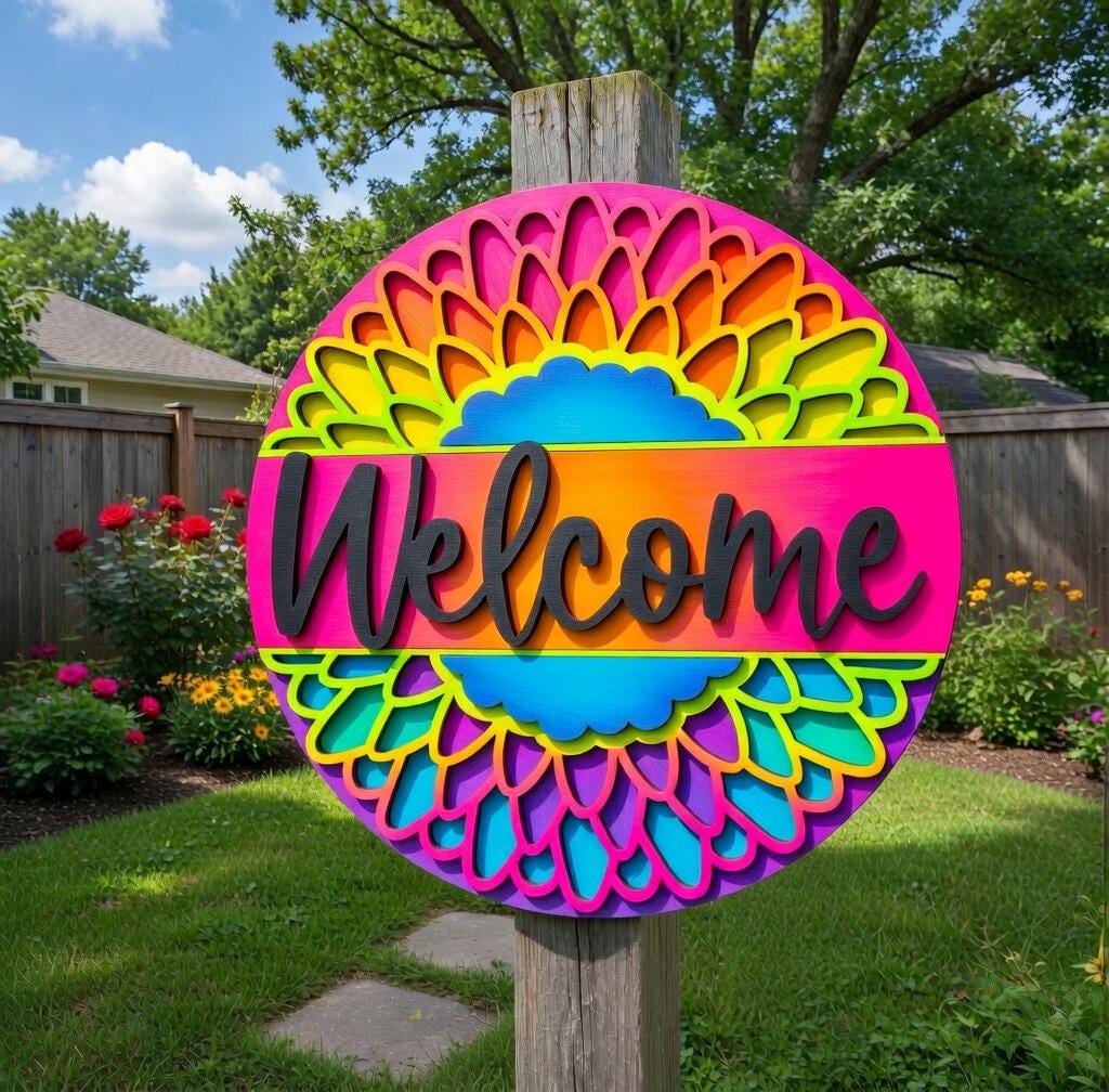 Welcome Round Sunflower Door Hanger DiY