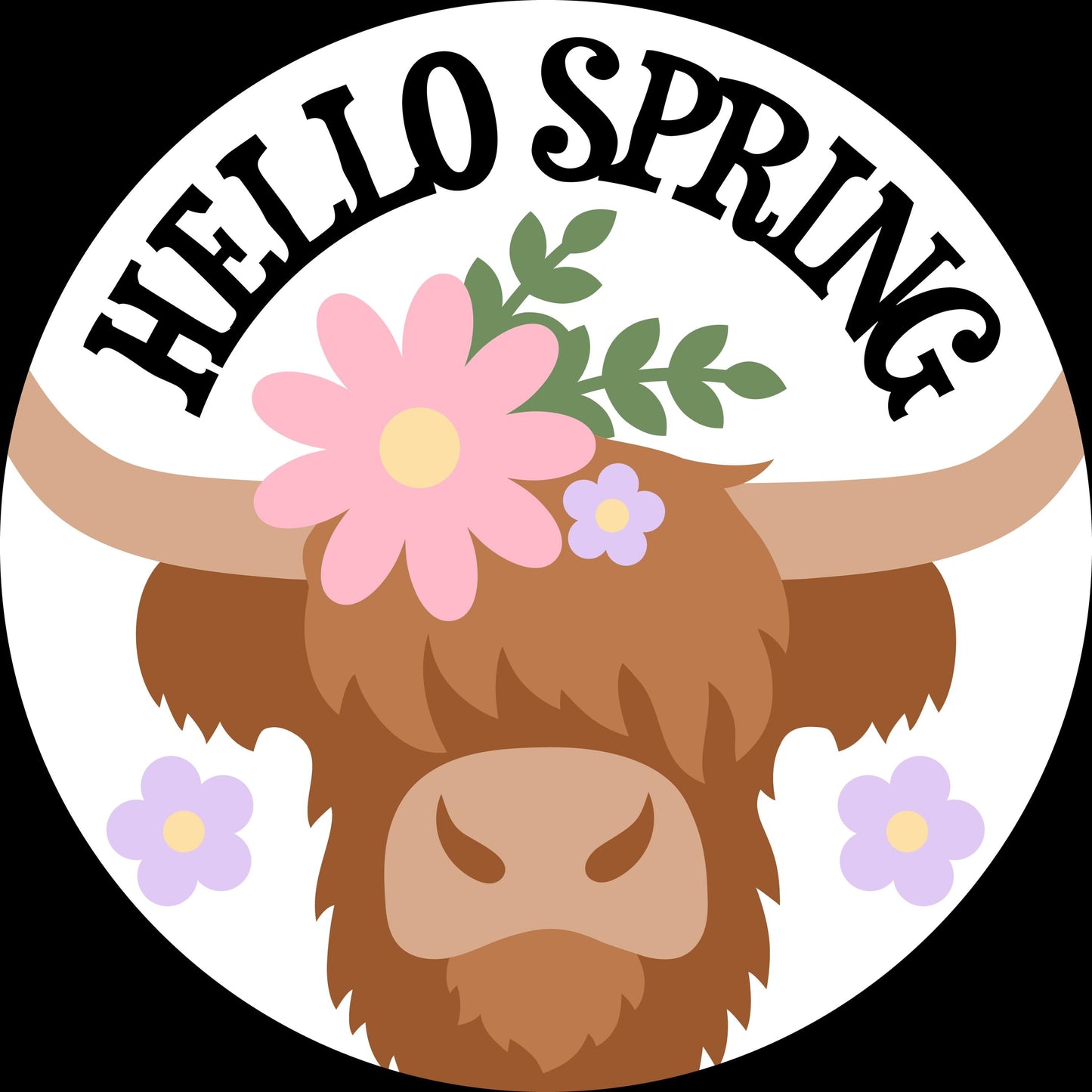 Hello Spring Highland Cow with Flowers Door Hanger DiY