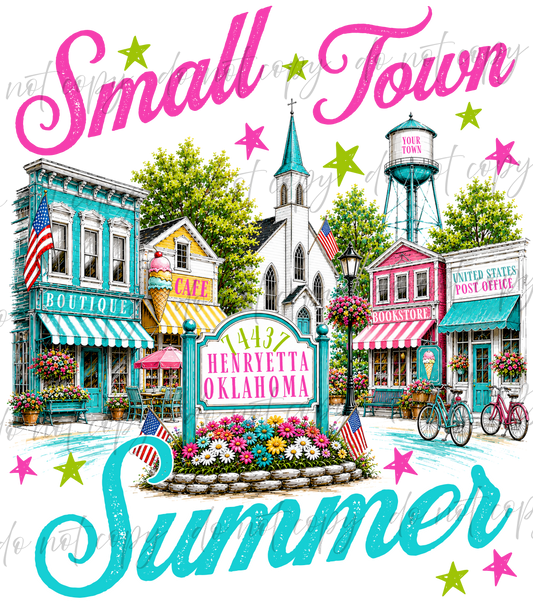 Custom Small Town Summer - 9 Color Direct-To-Film Transfer