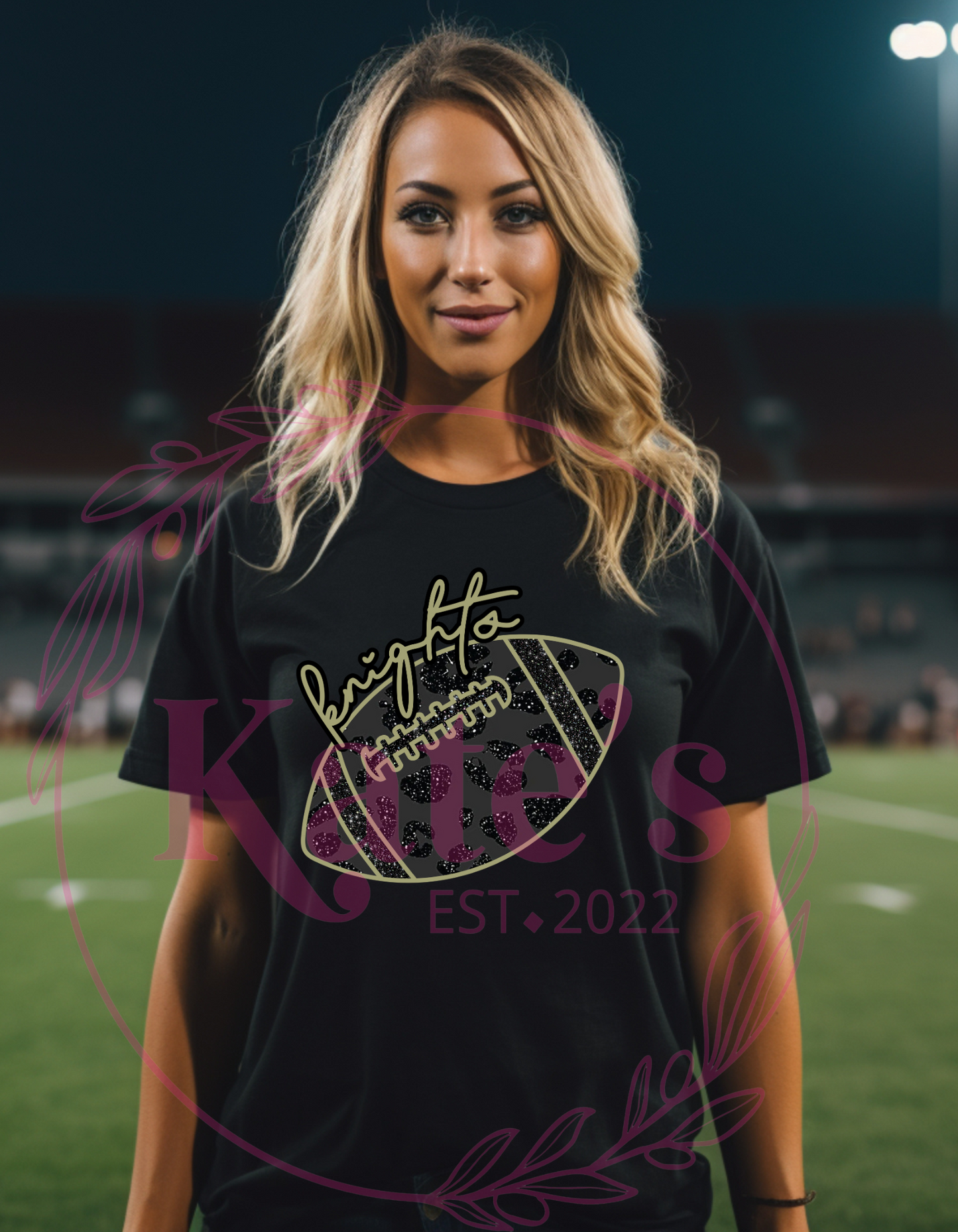 Knights Football Faux Glitter Cheetah Shirt