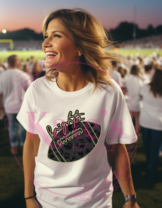 Knights Football Faux Glitter Cheetah Shirt